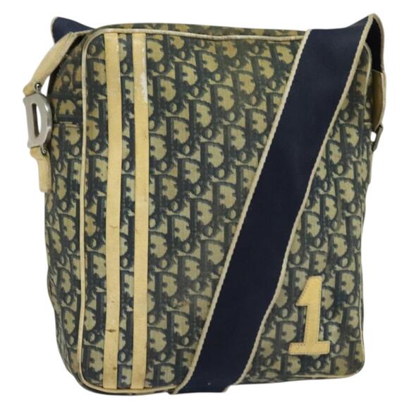 DIOR Trotter Canvas Shoulder Bag Navy Silver - Picture 1 of 12